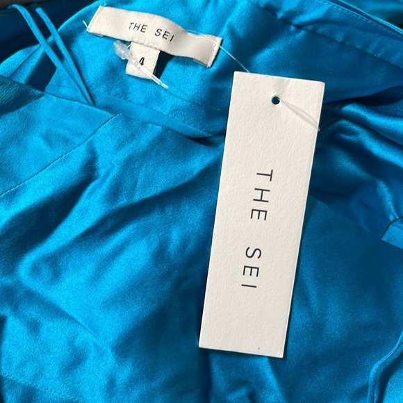 NWT The Sei for FWRD Cross Wrap Halter Dress in Aqua size 4 - Picture 4 of 9